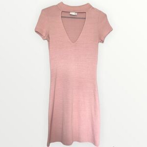 Wilfred Free | Aritzia Blush Pink Mock Neck Cut-Out T-Shirt Mini Dress Size XS